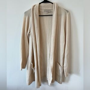 LOFT Cream Longline Open Front Cardigan Lightweight Office Layer Size M